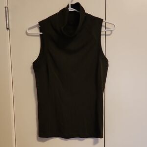 Dark Green Sleeveless Mockneck Tank